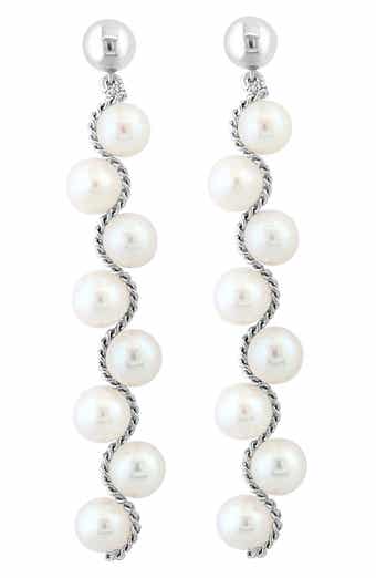 EFFY Sterling Silver 5mm Freshwater Pearl Linear Drop Earrings