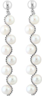 EFFY Sterling Silver 5mm Freshwater Pearl Linear Drop Earrings