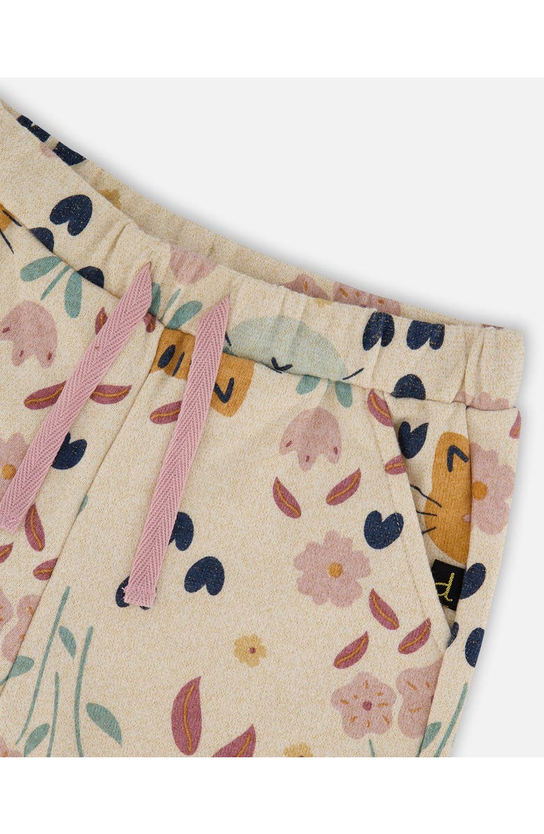 Deux par Deux Glittering French Terry Sweatpant Cat, Alternate, color, Beige