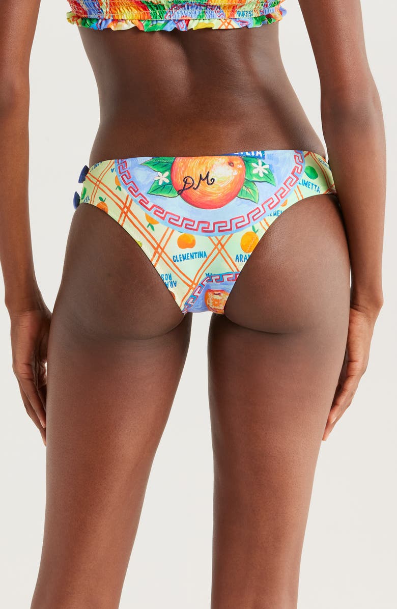 Damson Madder Shirred Bow Bikini Bottoms, Alternate, color, Green Multi