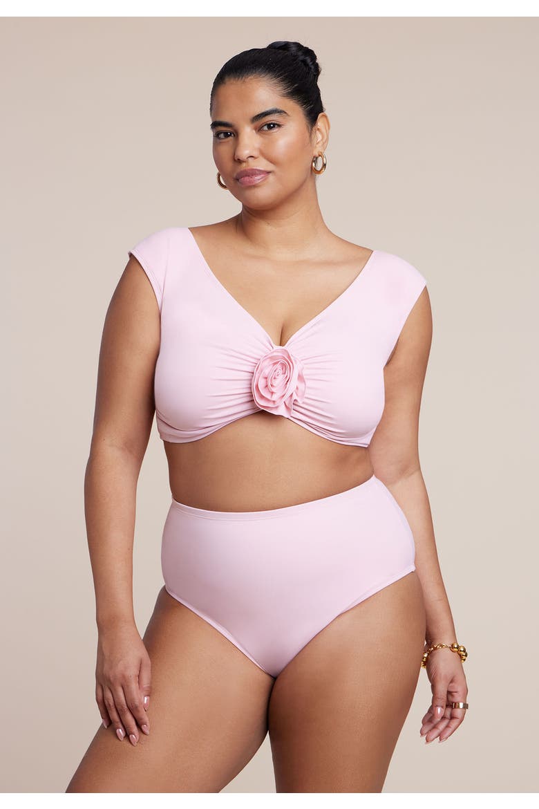 Off The Shoulder Rosette Top, Alternate, color, ROMANCE ROSE