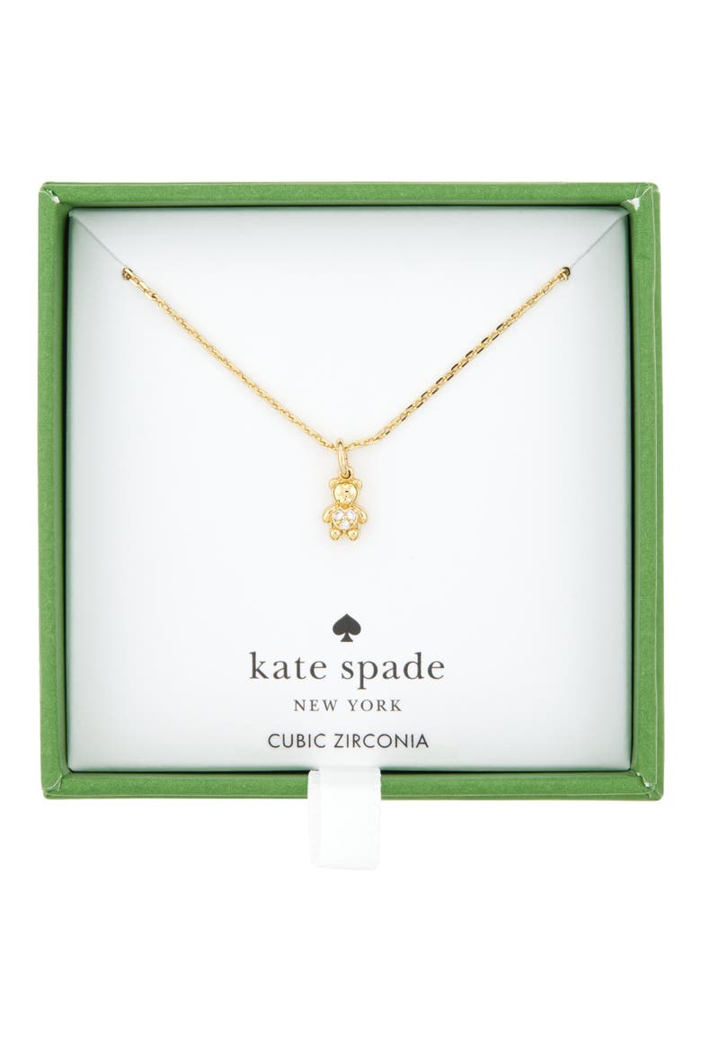 mini bear pendant necklace, Main, color, CLEAR/ GOLD
