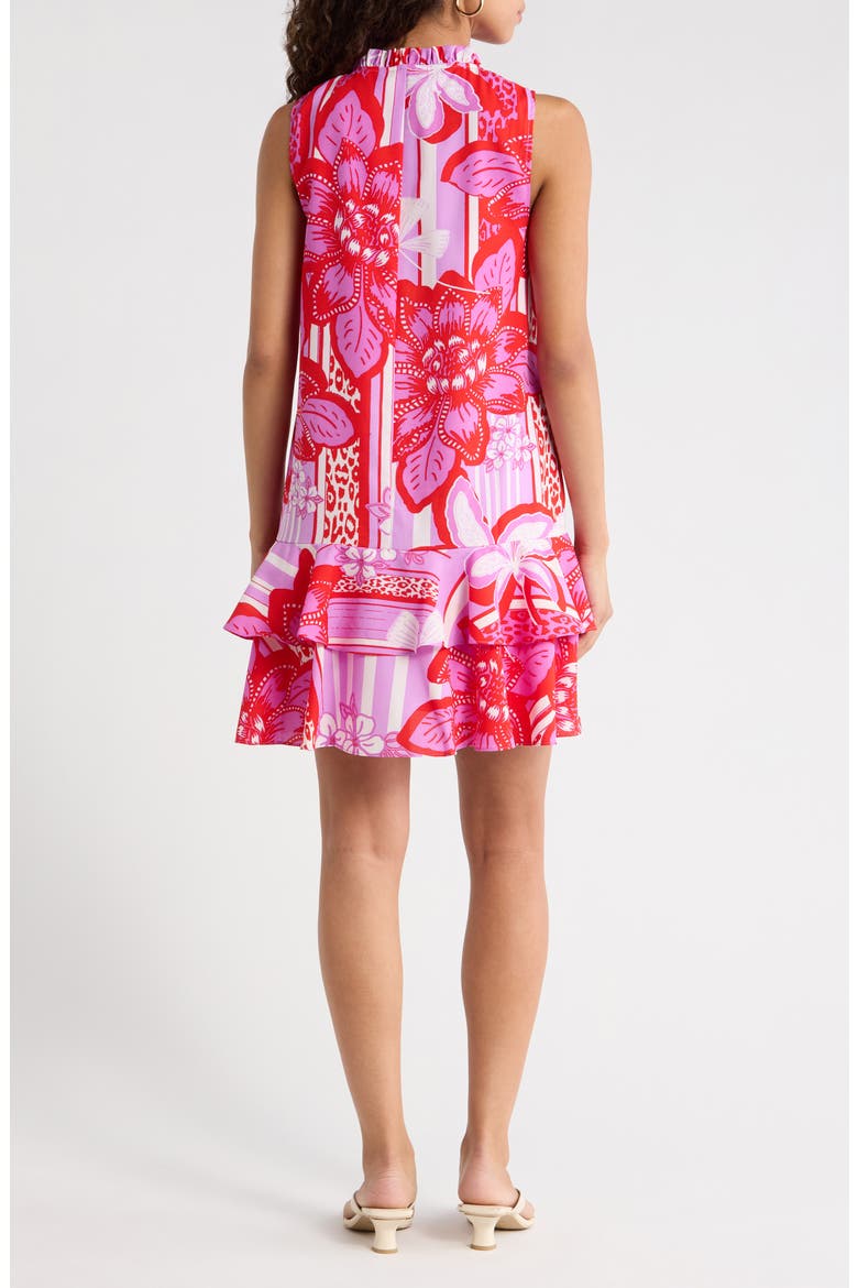 Barba Tropical Graceland Ruffle Trim Sleeveless Minidress, Alternate, color, RED-WHITE