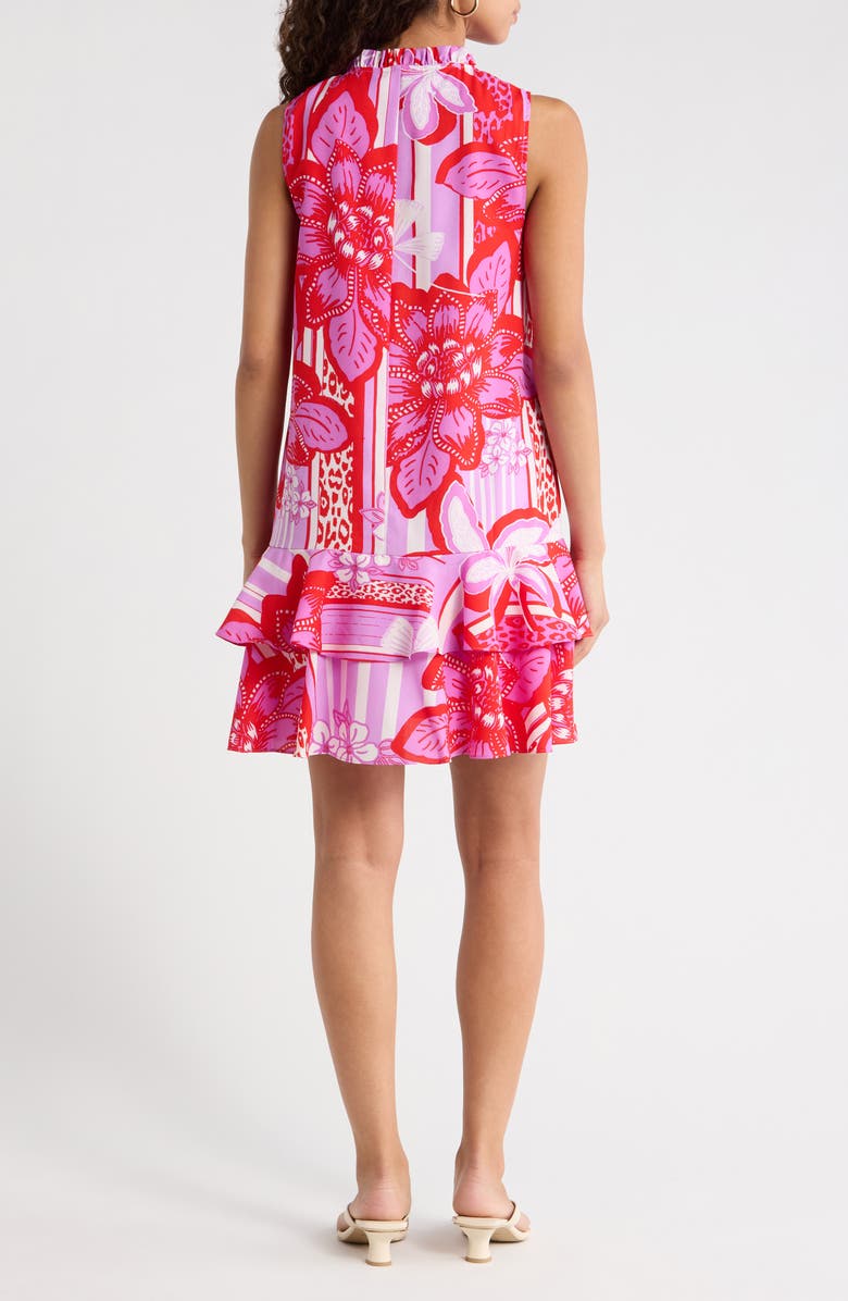 SUGARLIPS Barba Tropical Graceland Ruffle Trim Sleeveless Minidress, Alternate, color, Red-White