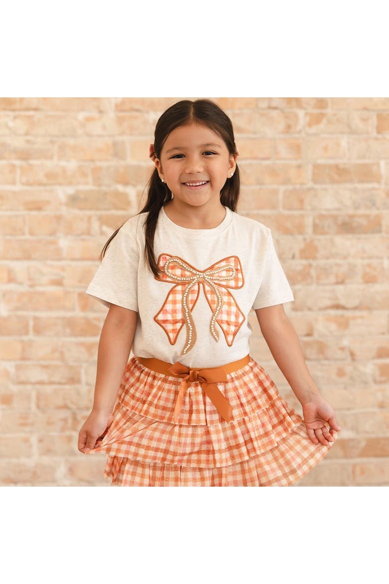 Cinnamon Plaid Tulle Bow Clip Set, Alternate, color, Orange