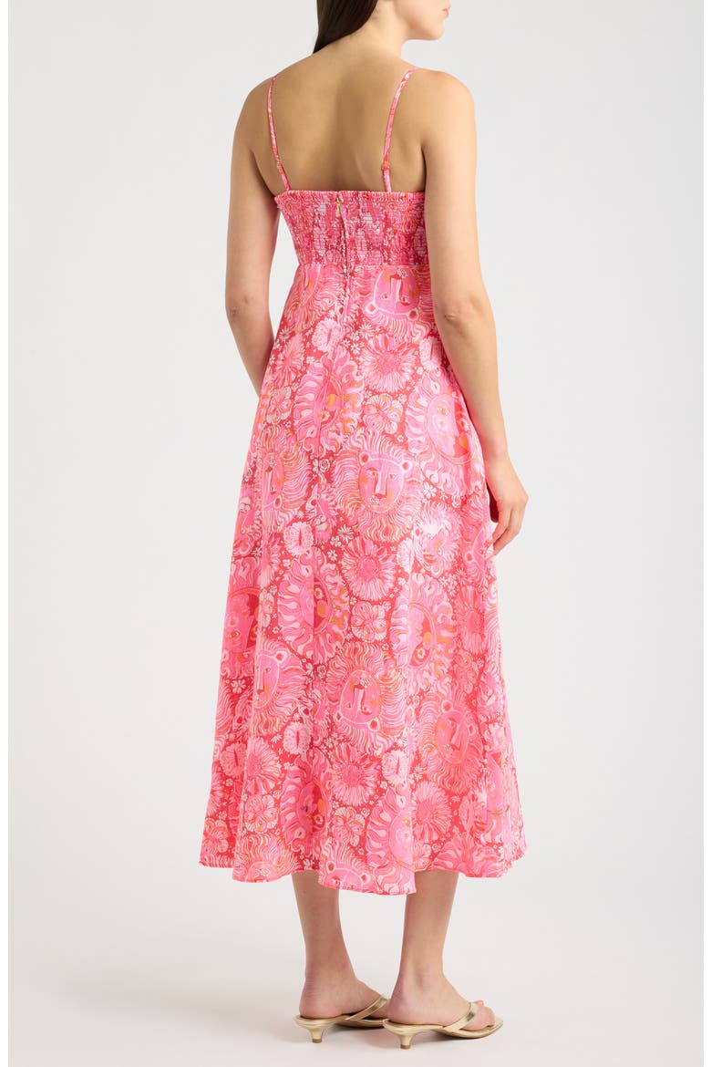Jorgian Linen Midi Dress, Alternate, color, PARADISE PUNCH JIMS STUFF