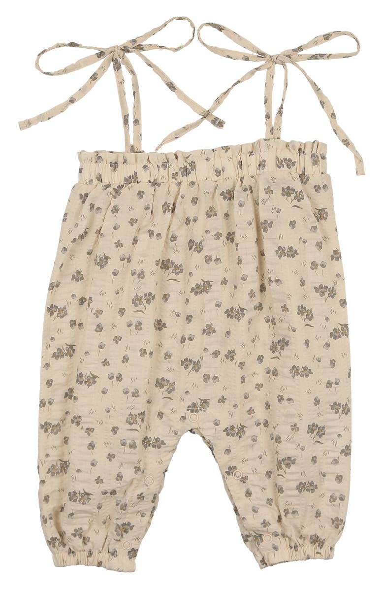 Manière Kids' Floral Cotton Blend Romper, Main, color, Sand