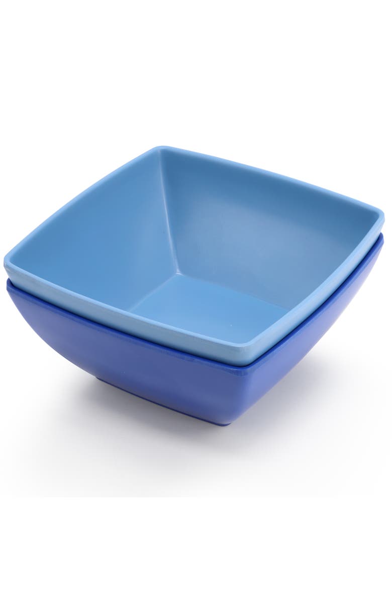 Gibson Home Grayson 4 Piece 6 Inch Square Melamine Dinner Bowl Set, Alternate, color, Blue