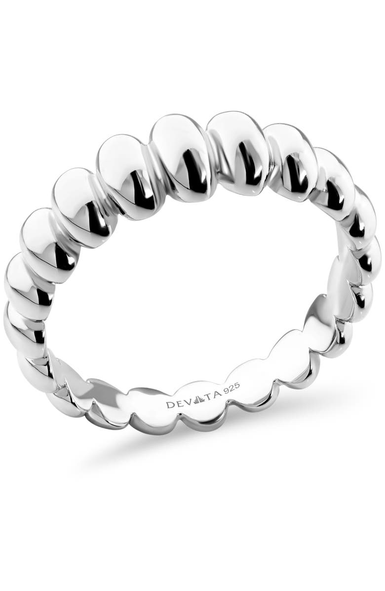 DEVATA Puffy Ribbed Ring in Rhodium Plated Sterling Silver, Alternate, color, Silver