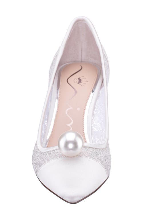 Nina Bence Pointed Cap Toe Pump In White