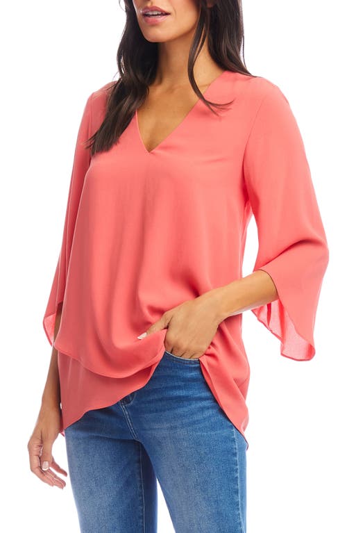Karen Kane Crossover Hem Asymmetric Top In Salmon