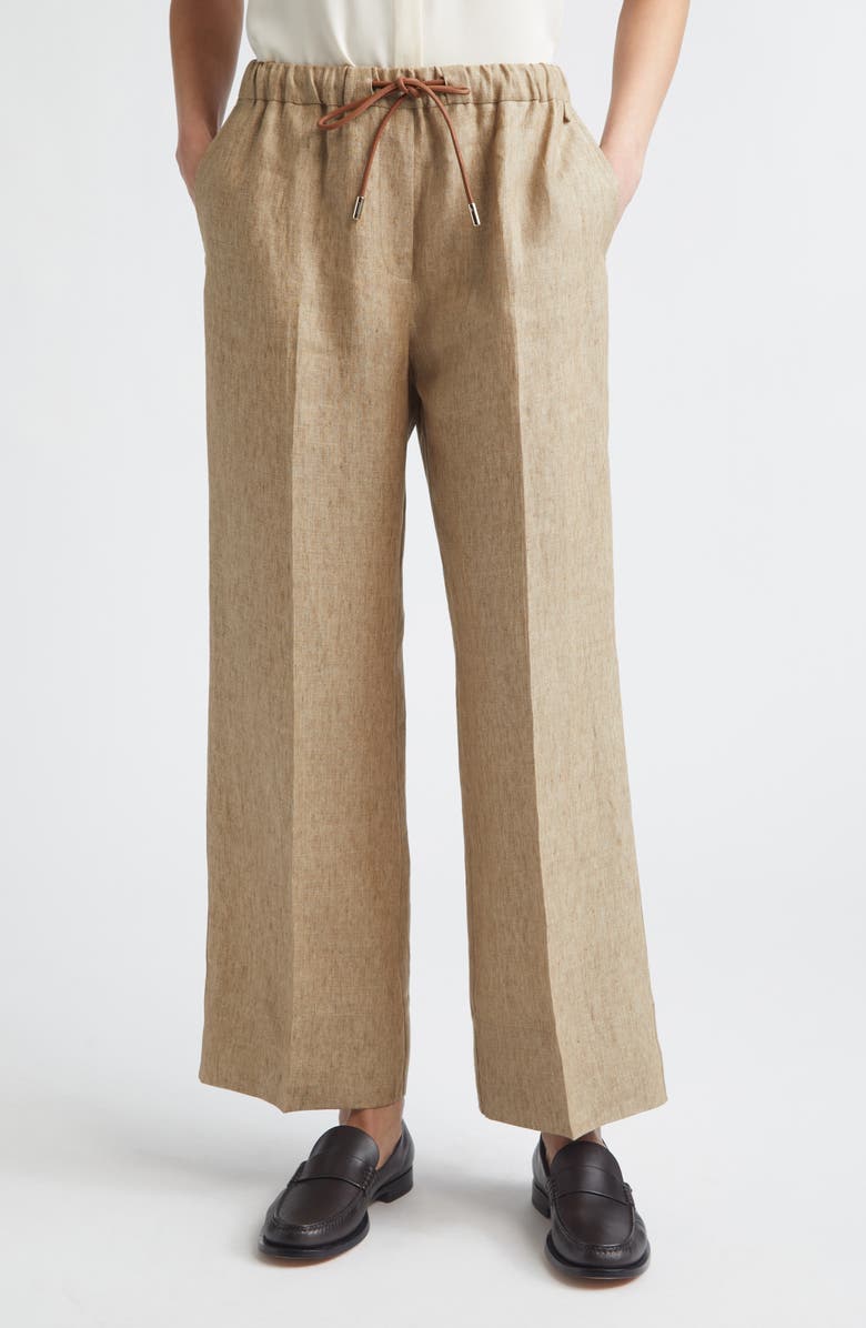 Herno New Linen Water Repellent Drawstring Pants, Main, color, Sand