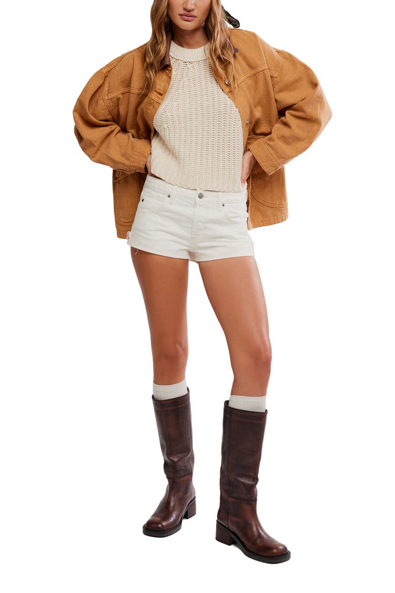 Cali Cuffed Cotton Shorts, Alternate, color, SOFT WHITE