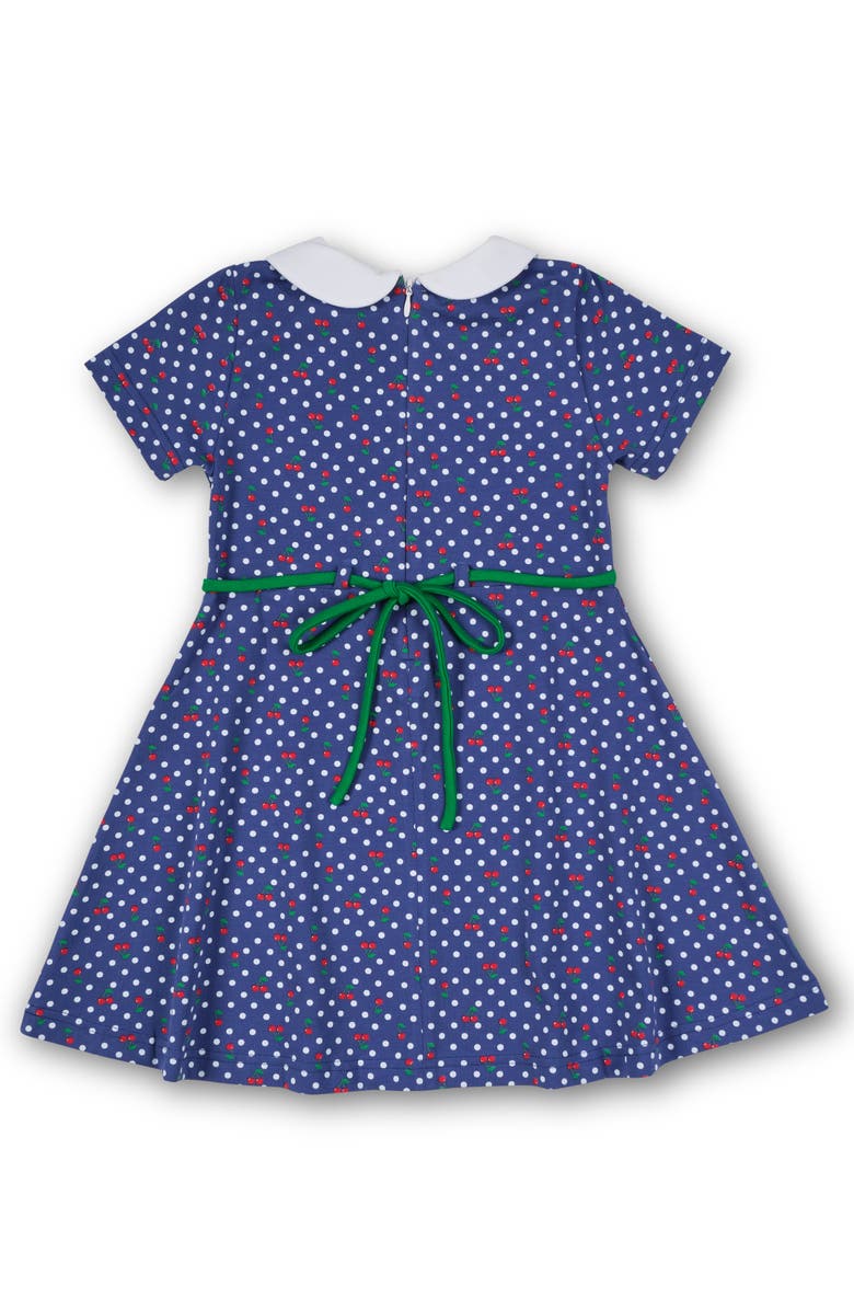 Florence Eiseman Polka Dot Cherry Printed Knit Dress, Alternate, color, Blue Cherry Print