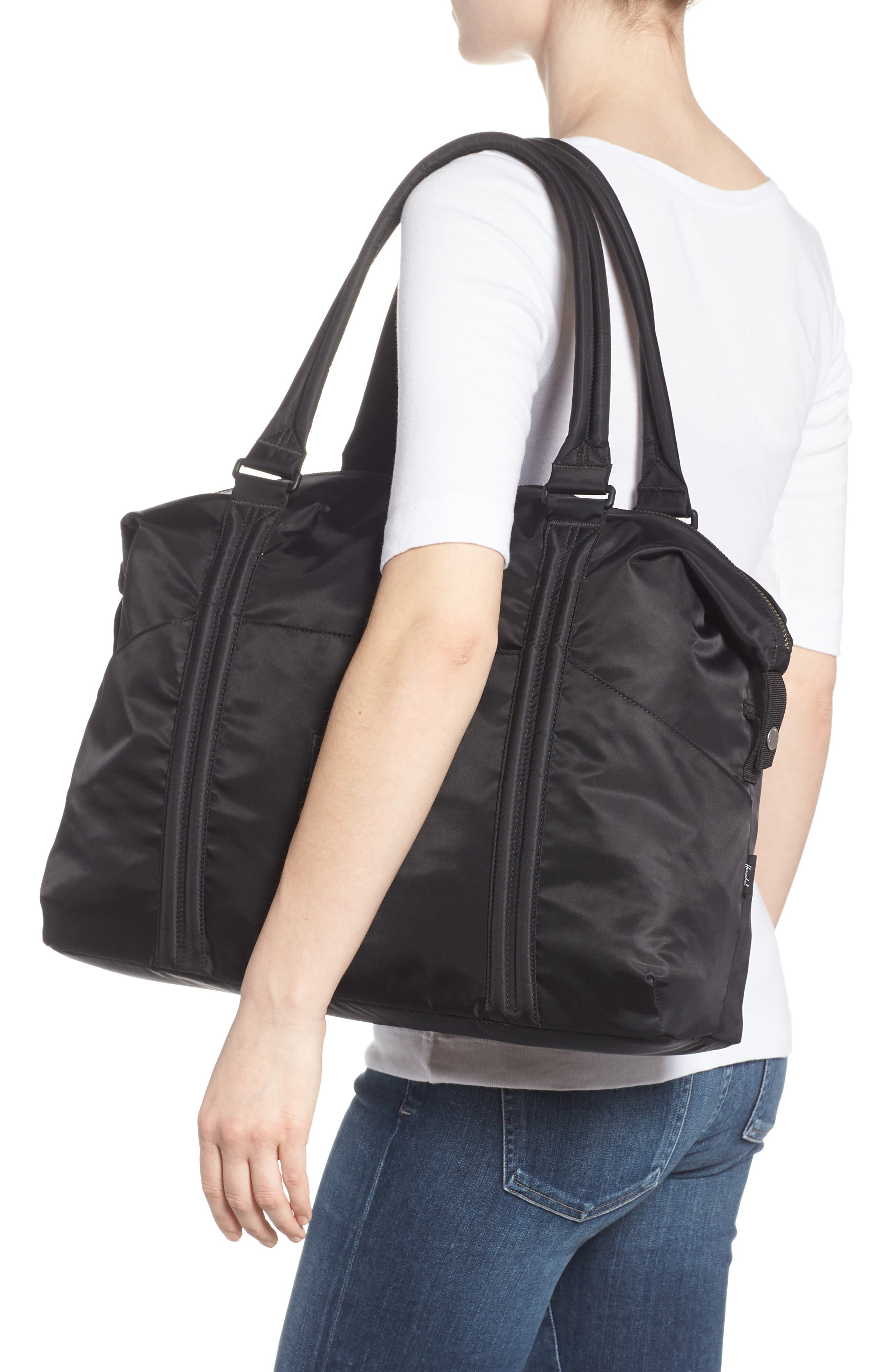 Strand Flight Satin Duffel Bag, Alternate, color, BLACK