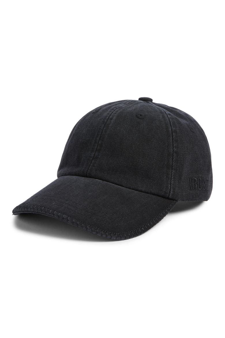 Denim Adjustable Baseball Cap, Main, color, DARK WASH
