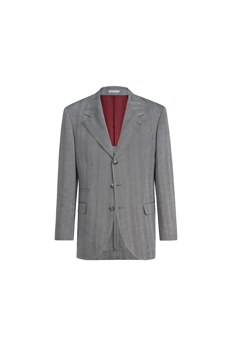 Brunello Cucinelli Chevron blazer, Alternate, color, Medium Grey