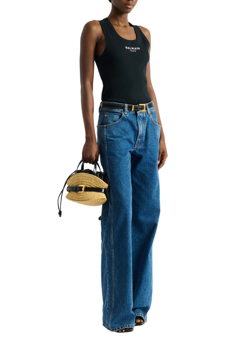 Balmain Paris embroidered vest top, Alternate, color, Black