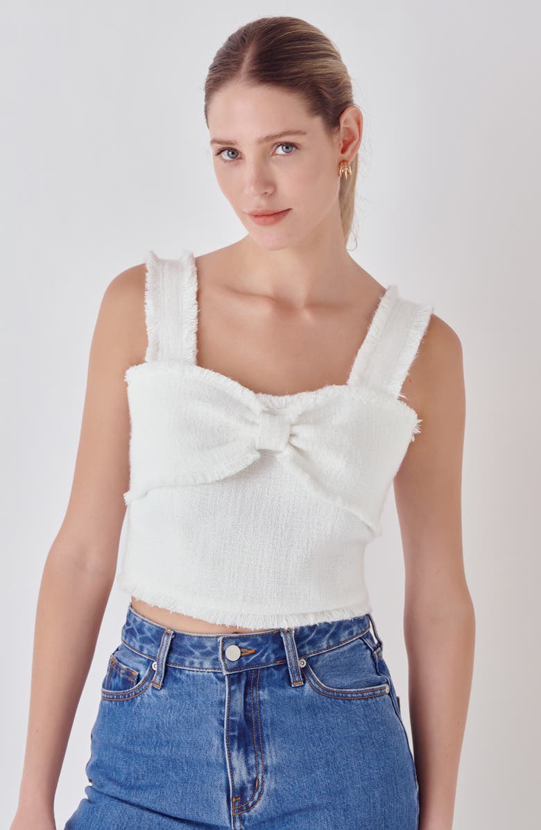 Endless Rose Bow Tweed Crop Top, Alternate, color, 