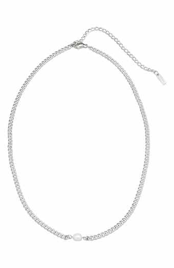 st. Moran Freshwater Pearl Pendant Curb Chain Necklace