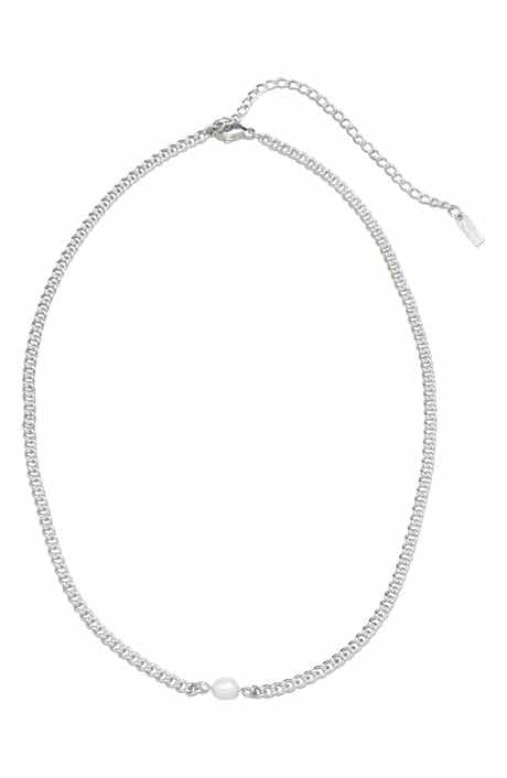st. Moran Freshwater Pearl Pendant Curb Chain Necklace