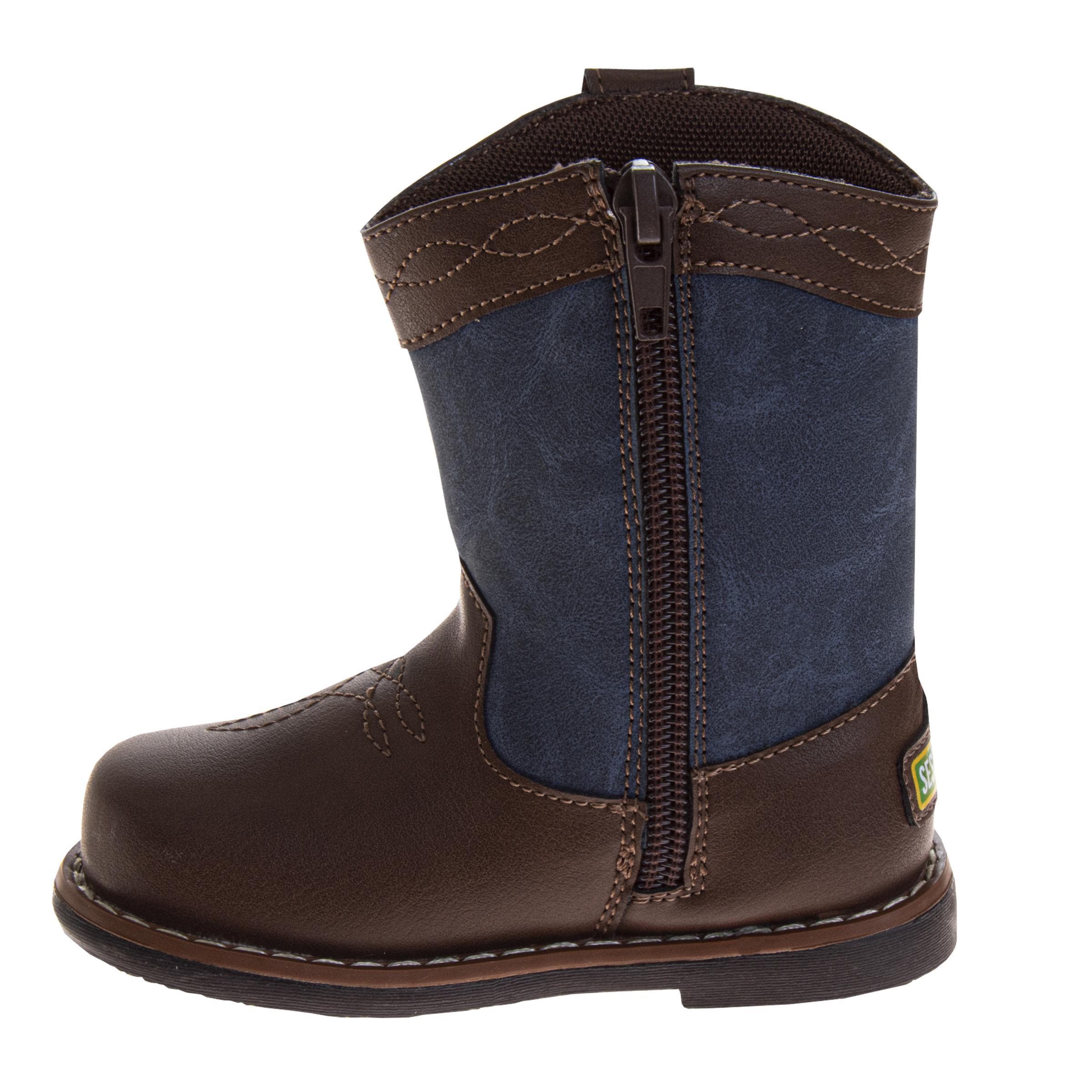 Sesame Street Elmo Infant Cowboy Boots Baby Western Pull-On Boots, Alternate, color, Brown Blue