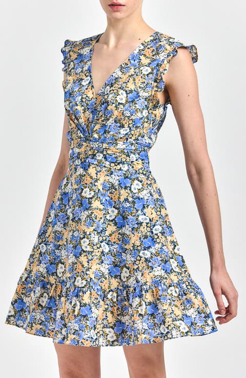 Kris Floral Sleeveless Cotton Minidress