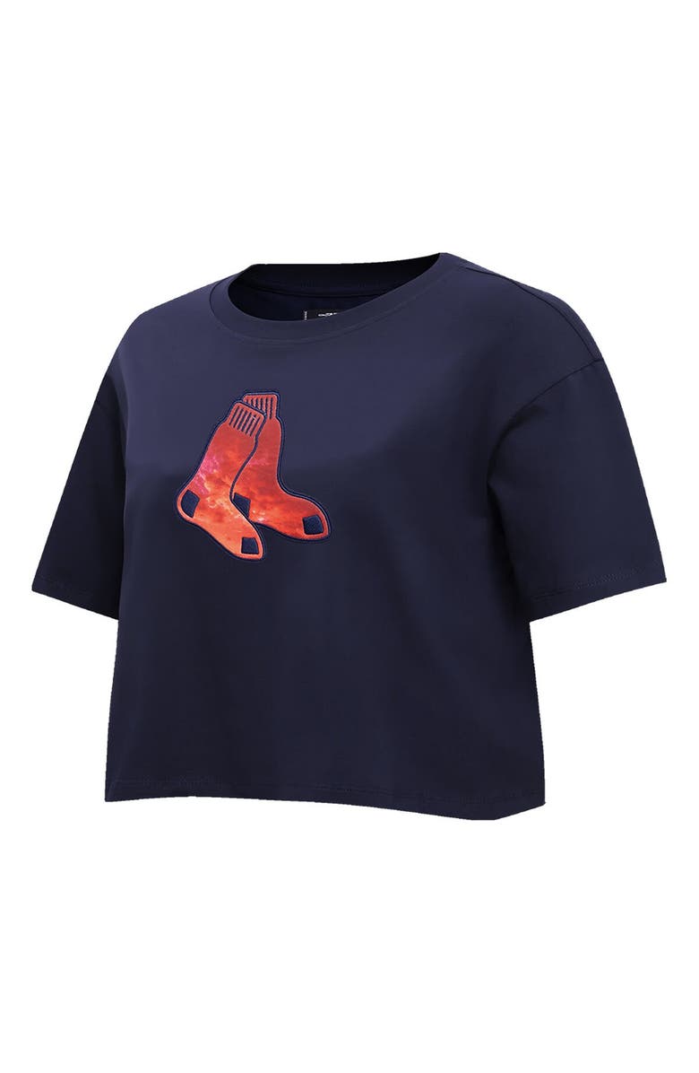 PRO STANDARD Women's Pro Standard Navy Boston Red Sox Painted Sky Boxy Cropped T-Shirt, Alternate, color, Navy