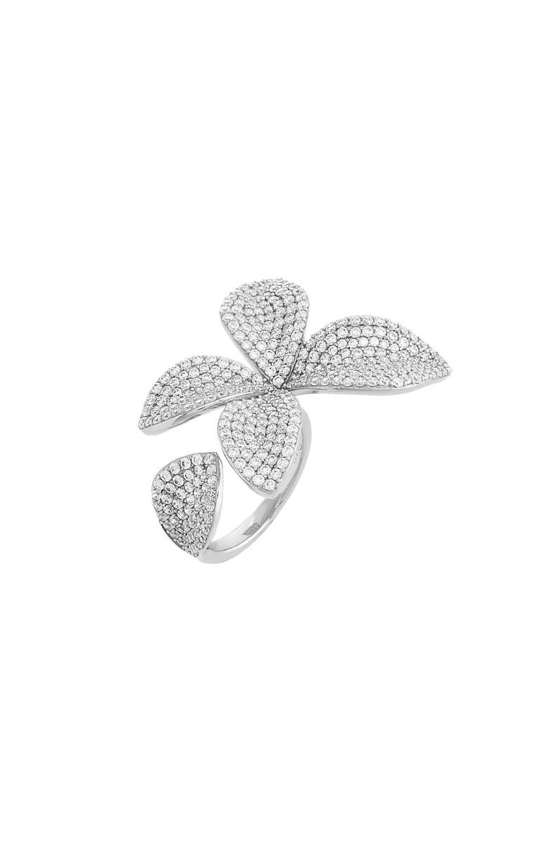 BY ADINA EDEN Pave Fancy Flower Petal Ring, Main, color, Silver