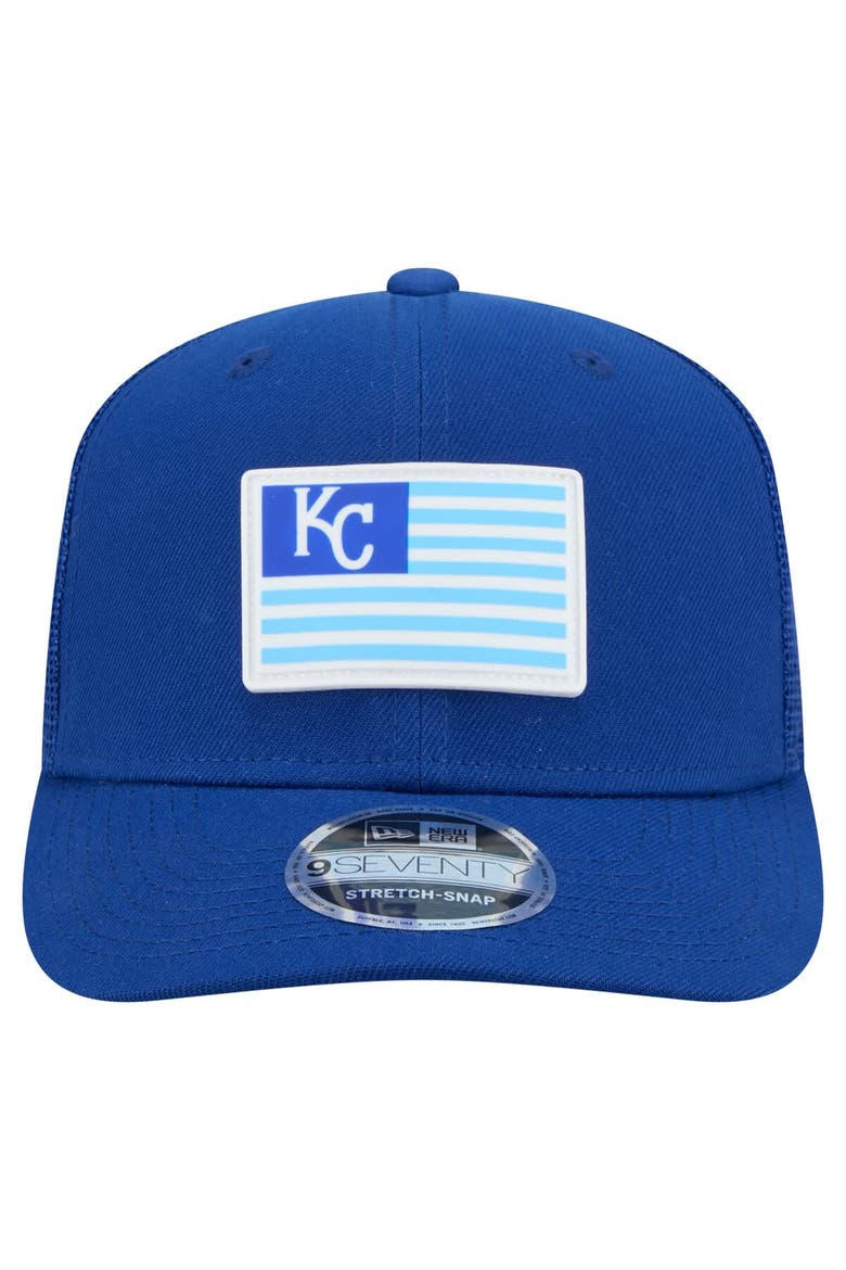 Men's New Era Royal Kansas City Royals Flag 9SEVENTY COOLERA Stretch-Snap Hat, Alternate, color, Royal