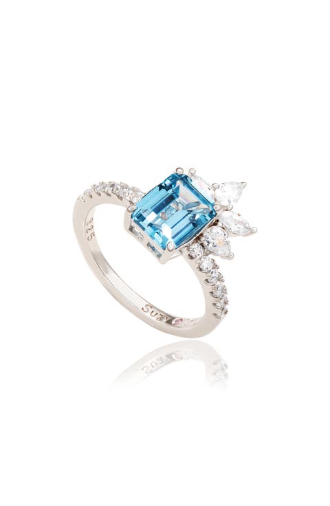Aqua Cubic Zirconia Bridal Ring