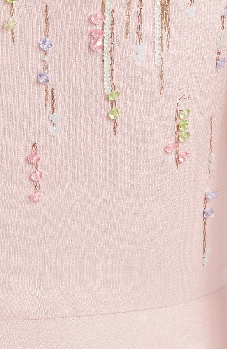 Valentino Embellished Illusion Yoke Wool & Silk Midi Dress, Alternate, color, 