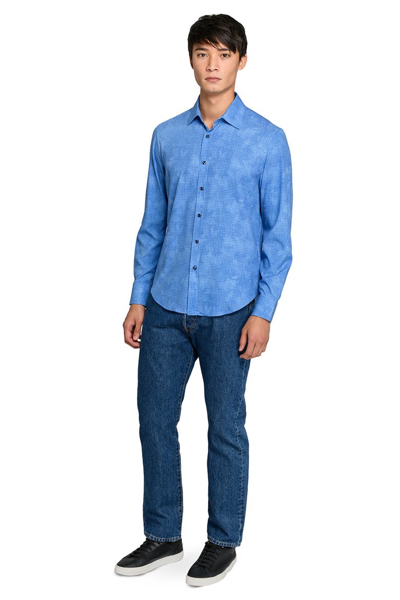 Pinwheel Print Woven Long Sleeve Basic, Alternate, color, DUSTY BLUE
