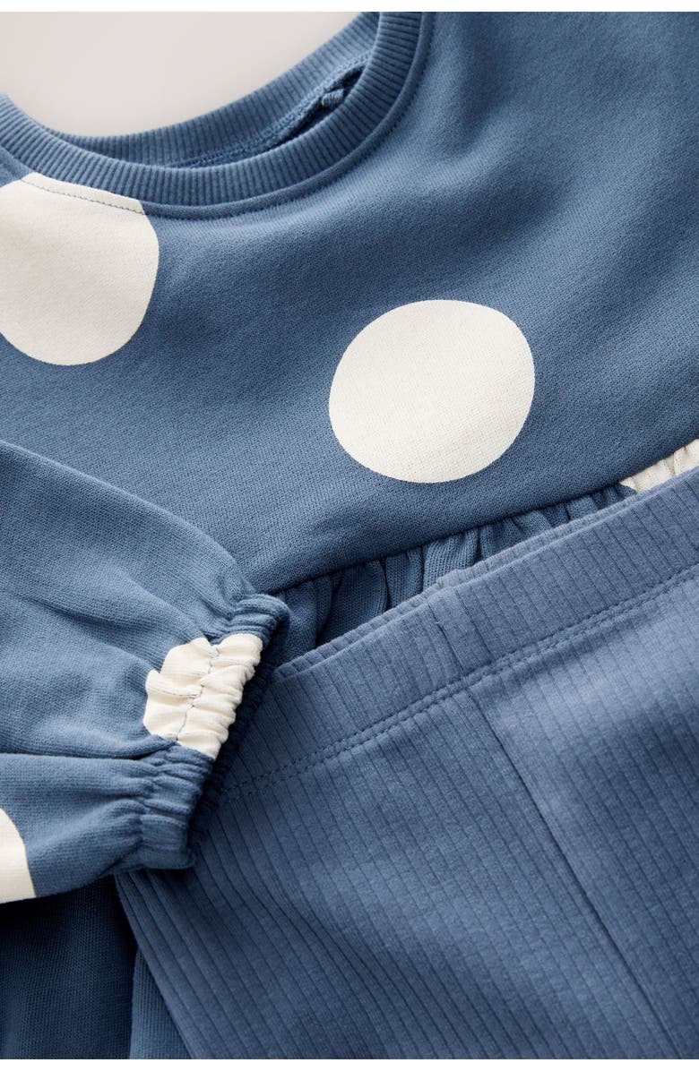 NEXT Kids' Ladybug Appliqué Polka Dot Cotton Peplum Sweatshirt & Leggings Set, Alternate, color, Blue
