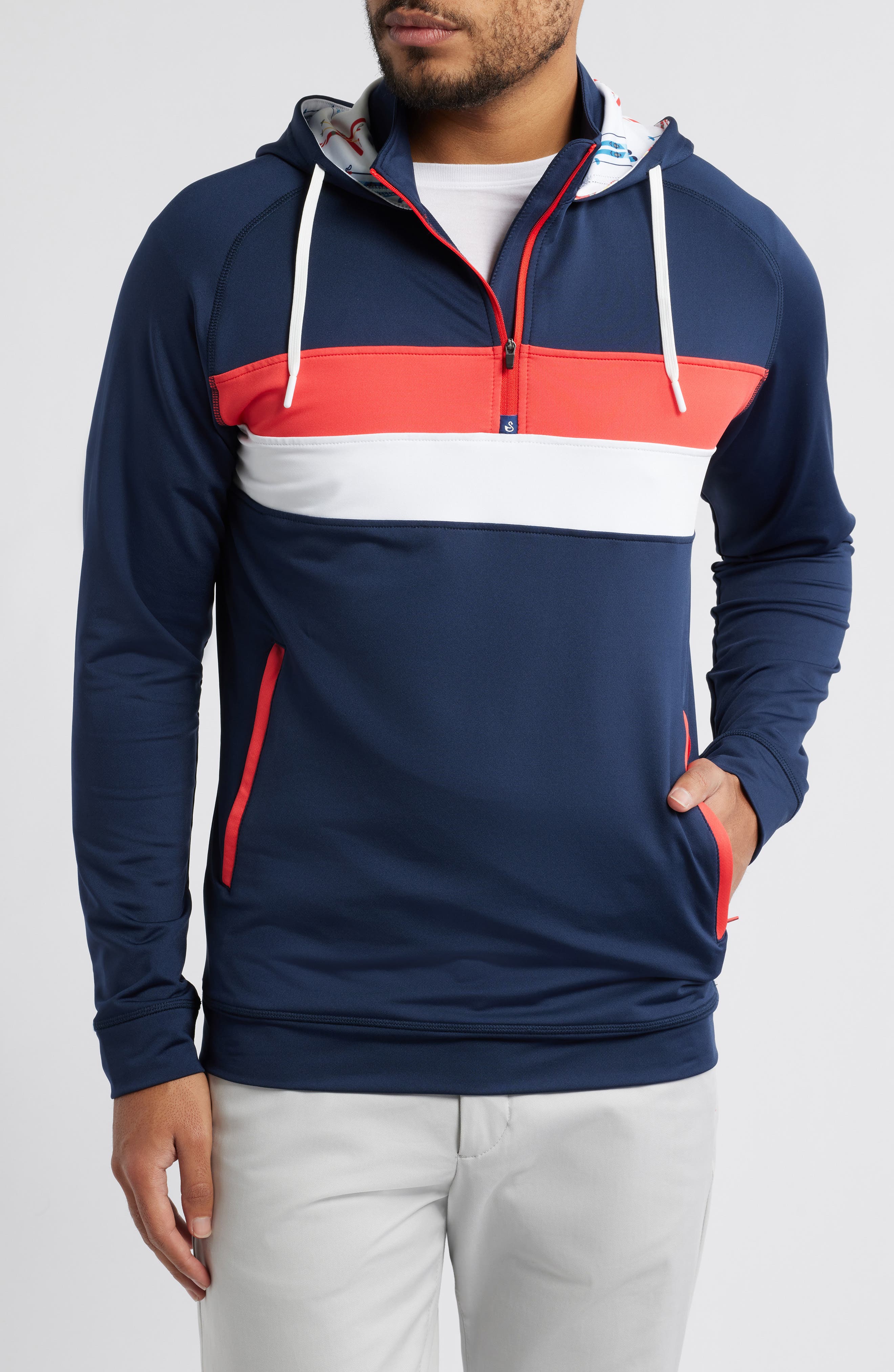 Swannies Ski Print Colorblock Half Zip Hoodie