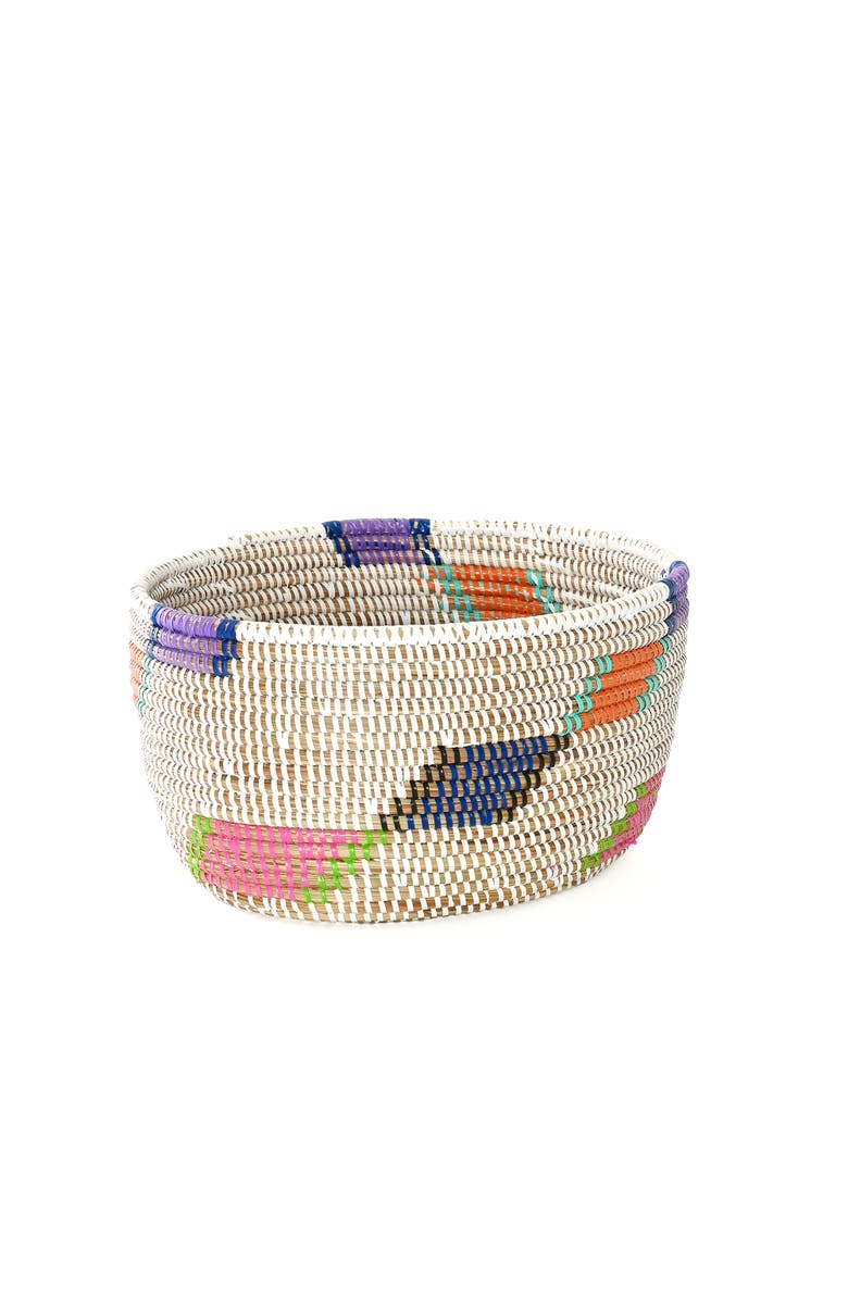 African Modern Set of Two Diagonal Diamond Nesting Storage Baskets, Alternate, color, Multicolor