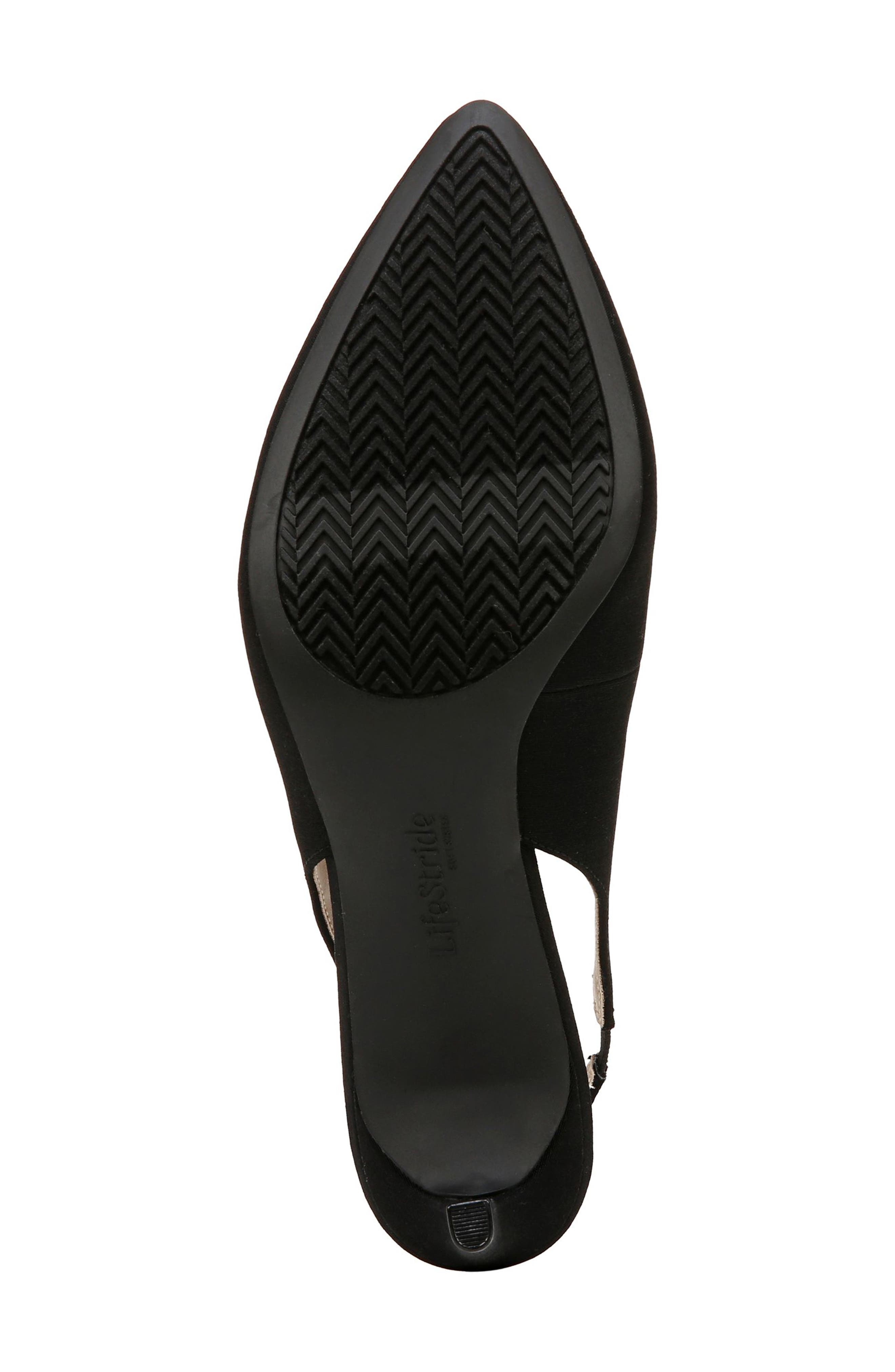 LifeStride Annalise Slingback Pointed Toe Pump - Wide Width Available, Alternate, color, Black Faux Suede