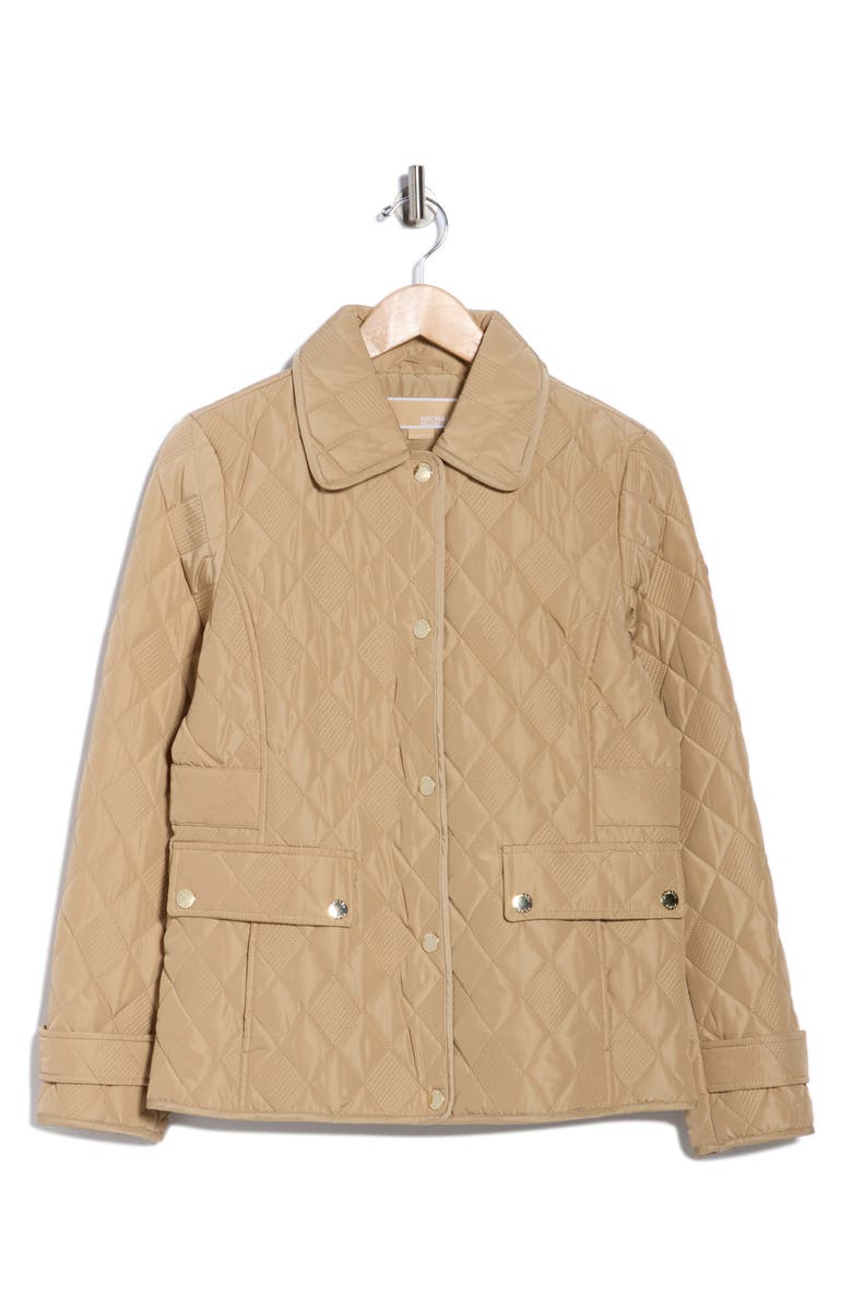Michael Kors Diamond Quilted Jacket, Alternate, color, Khaki