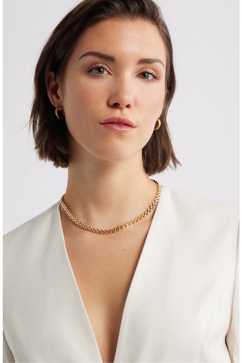Square Link Chain Necklace, Alternate, color, GOLD