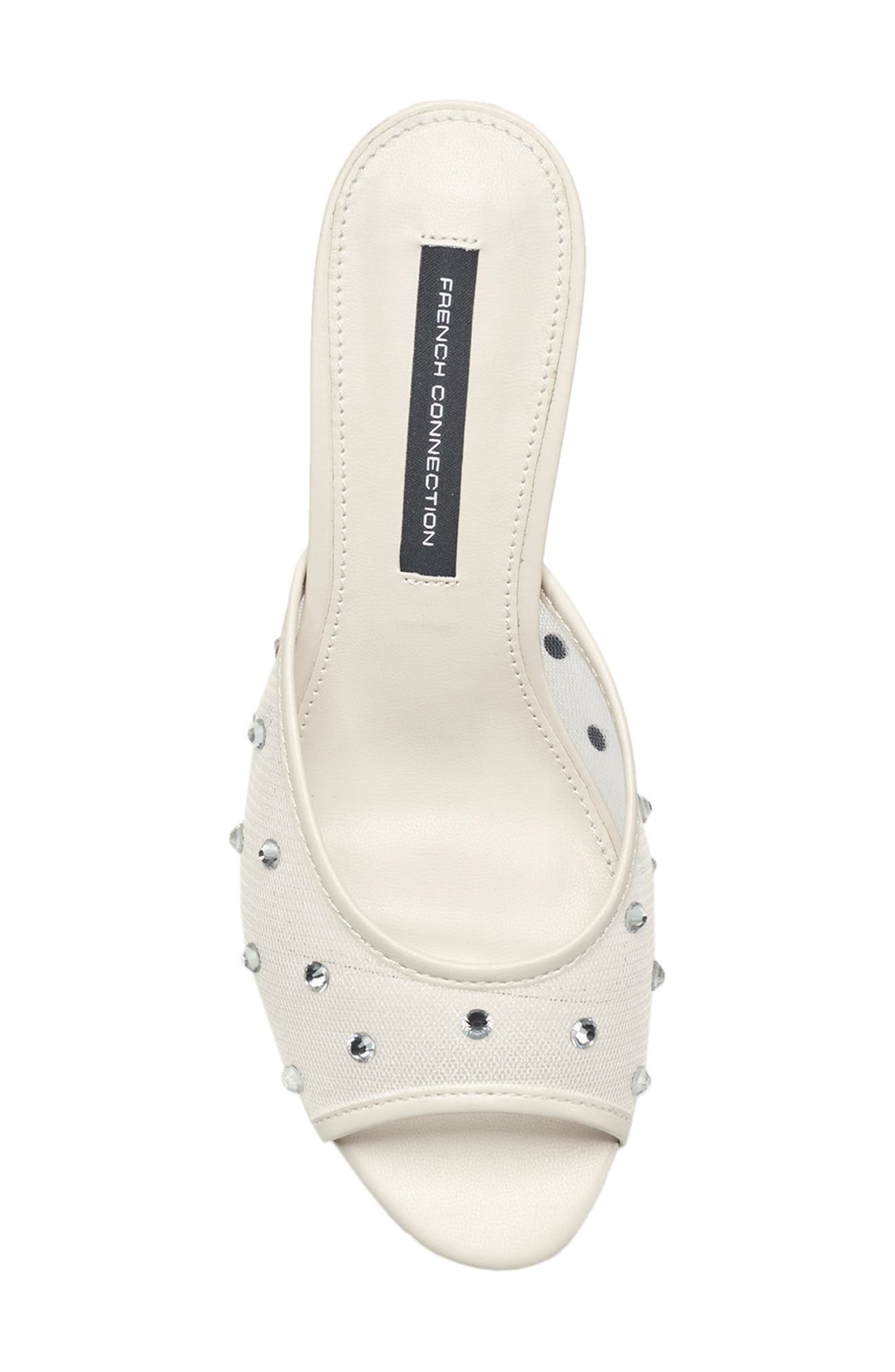 French Connection Rochelle Rhinestone Mesh Mule Sandal, Alternate, color, White