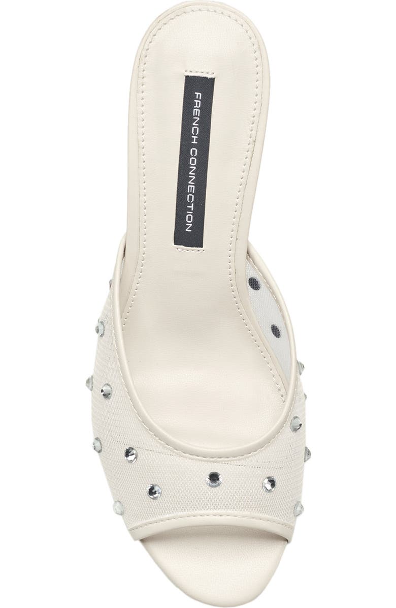 French Connection Rochelle Rhinestone Mesh Mule Sandal, Alternate, color, White