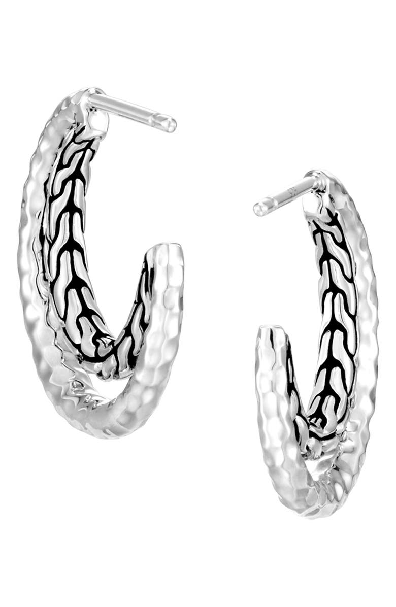 John Hardy Classic Chain Hammered Hoop Earrings, Alternate, color, Silver