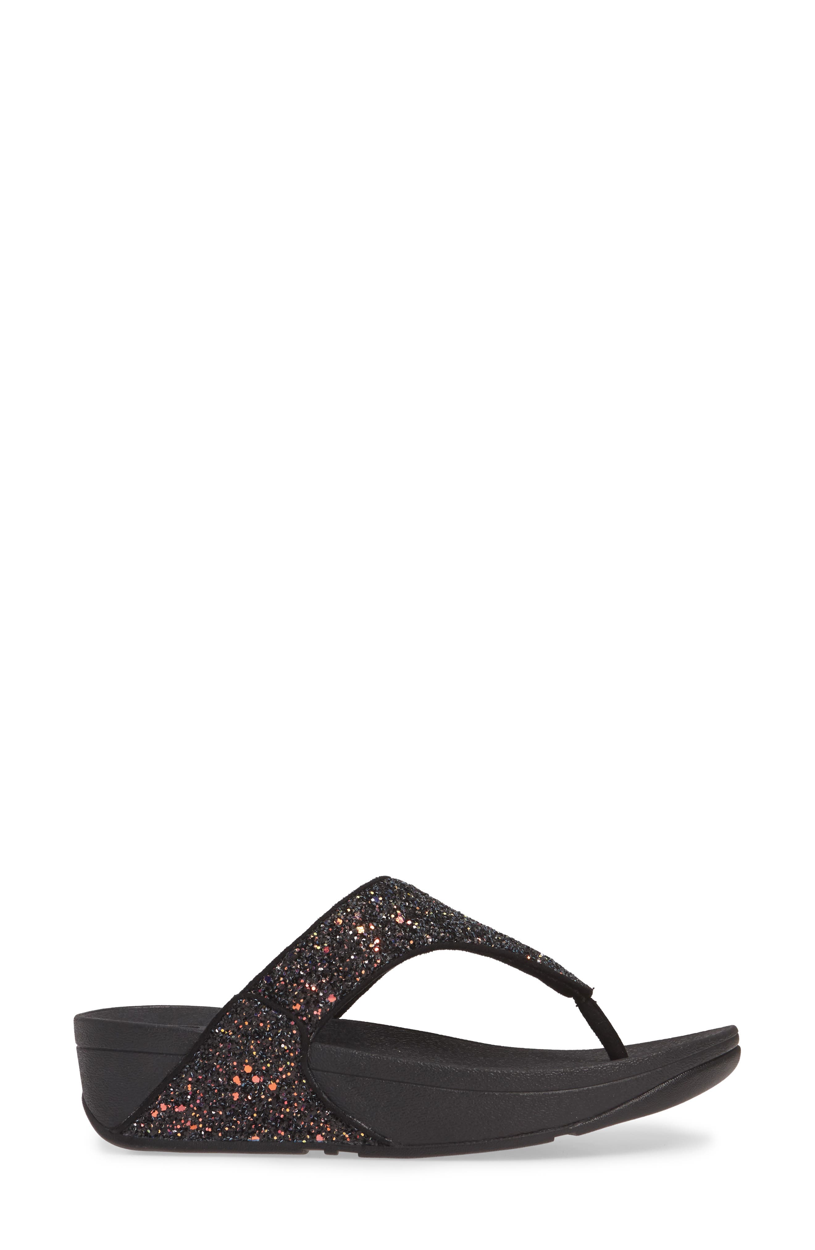 Lulu Glitter Flip Flop, Alternate, color, BLACK MIX FAUX LEATHER