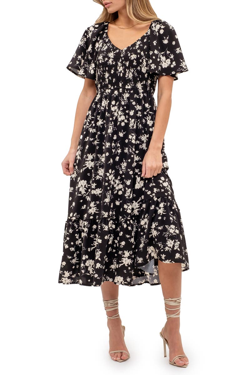 AUGUST SKY Floral Midi Dress, Main, color, 