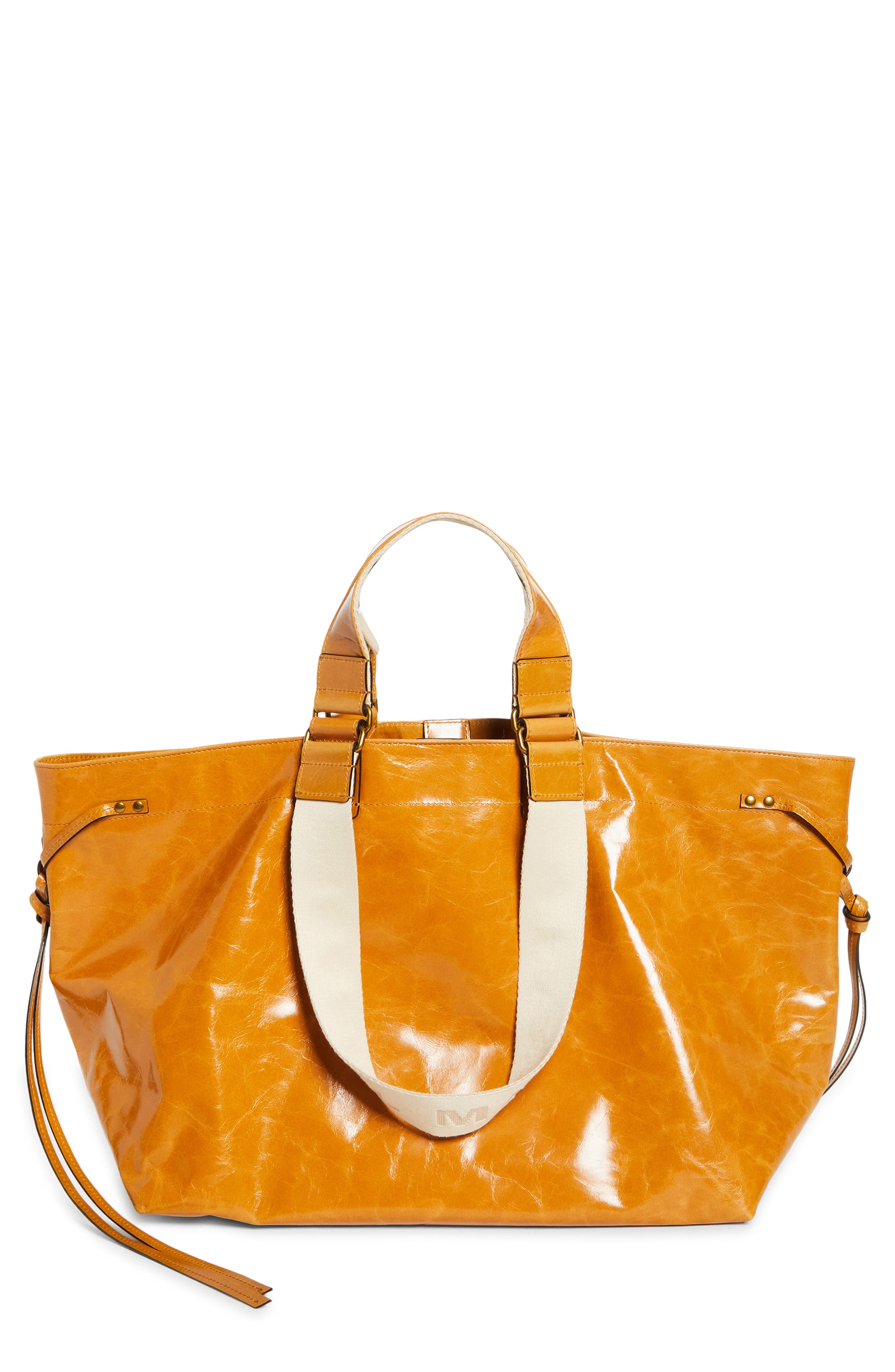 Isabel Marant Wardy Leather Shopper Tote, Main, color, Honey