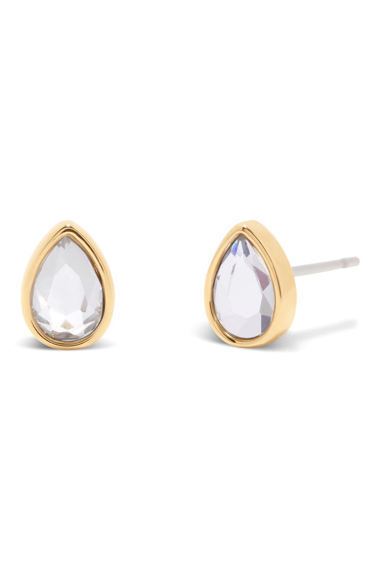 Cecilia Crystal Teardrop Stud Earrings, Main, color, GOLD
