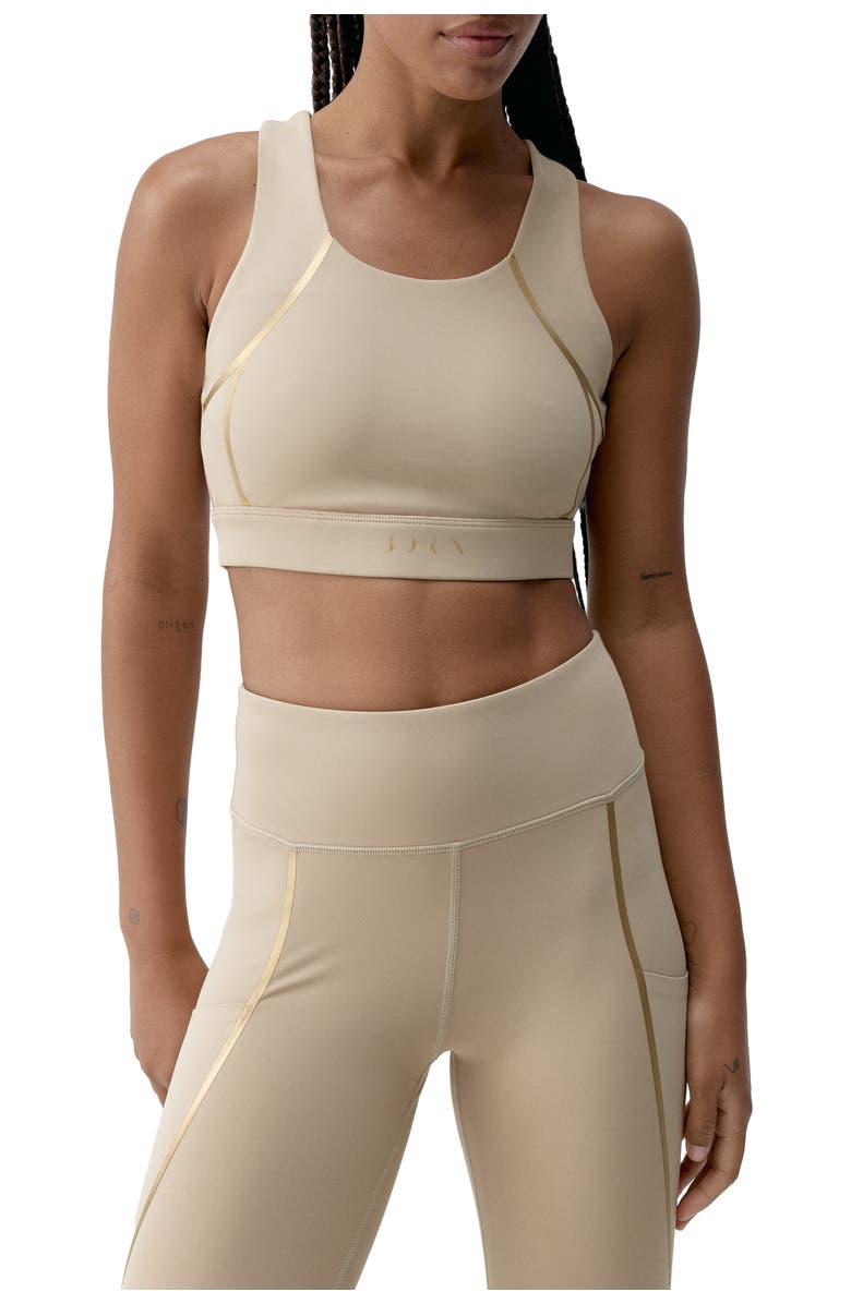 Born Living Yoga Gold Medium Support Performance Sport Top, Main, color, Stick