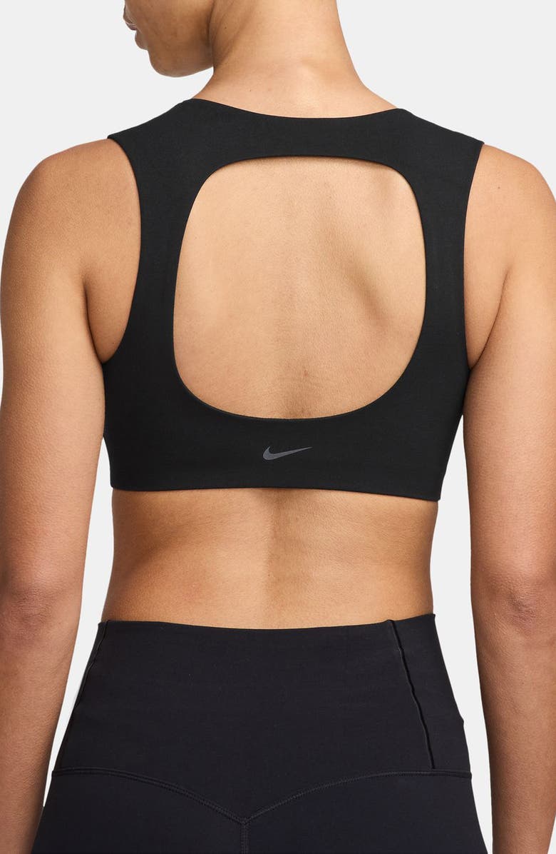 Nike Zenvy Dri-FIT Open Back Sports Bra, Alternate, color, Black/ Cool Grey