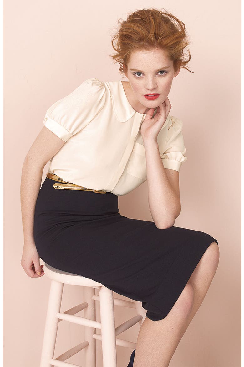 'Iris' Knit Pencil Skirt, Alternate, color, BLACK