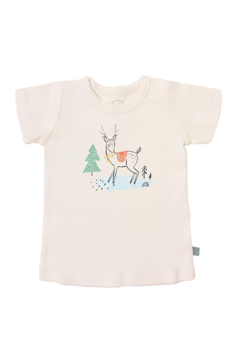 Finn + Emma Organic Graphic Tee | Christmas Deer, Main, color, Off White